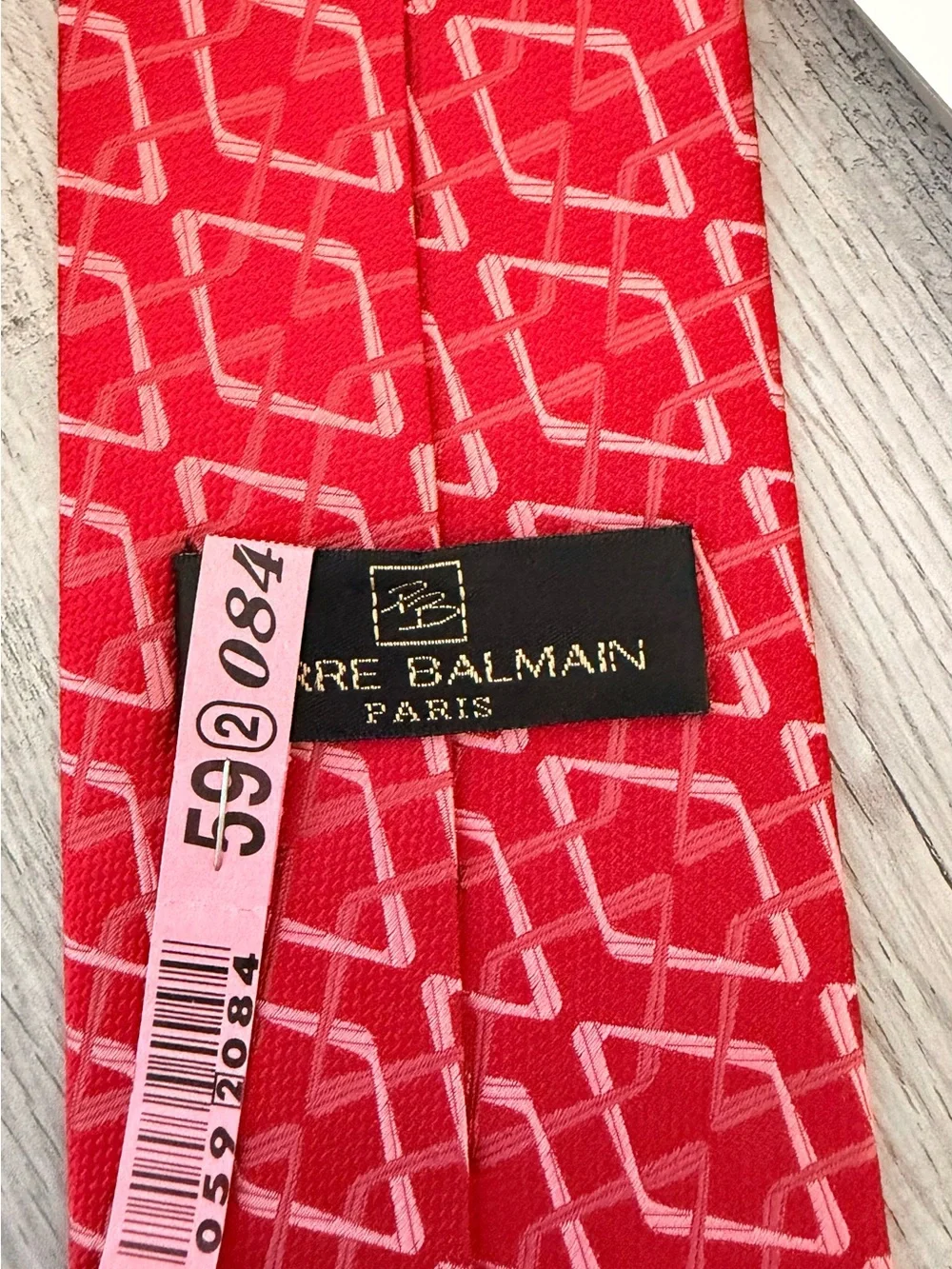 Red Geometric Pattern Silk Tie - Pierre Balmain
